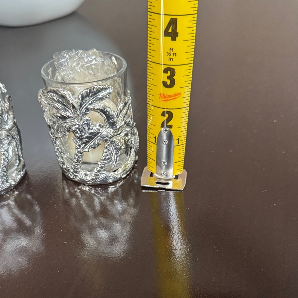 Arthur Court Pewter Silver Palm Tree Candle Holders - Picture 5 of 5